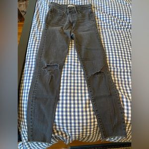 Madewell 9” high rise skinny skinny distressed gray wash jean size 25